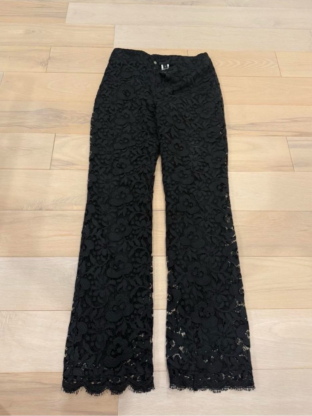 Anna Sui Black Floral Lace Trousers